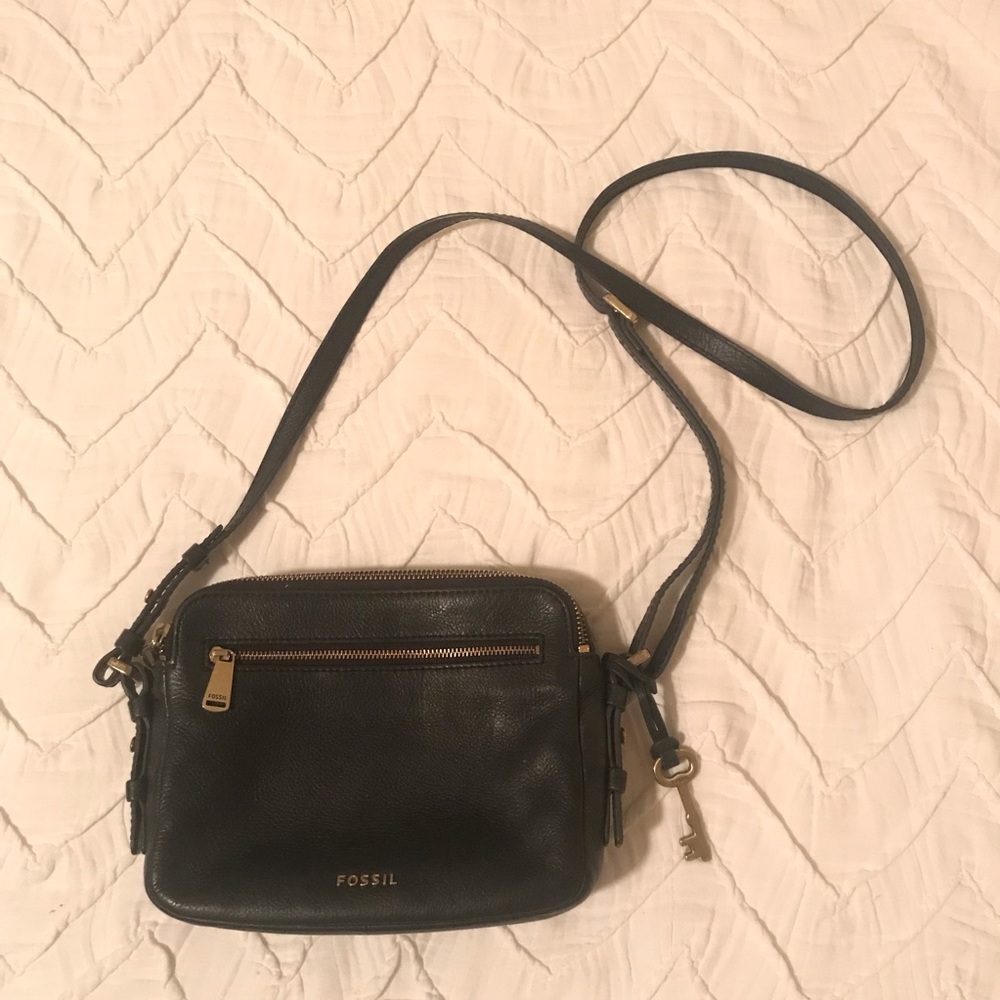 Fossil Leather Double-Zip Crossbody